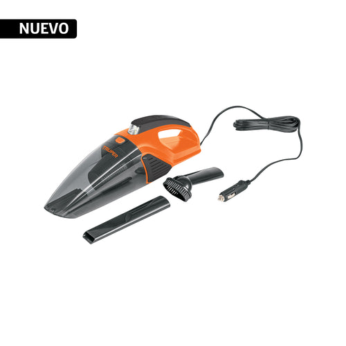 Aspiradora para auto Truper de 12 volts con boquillas y filtro lavable, se conecta al encendedor