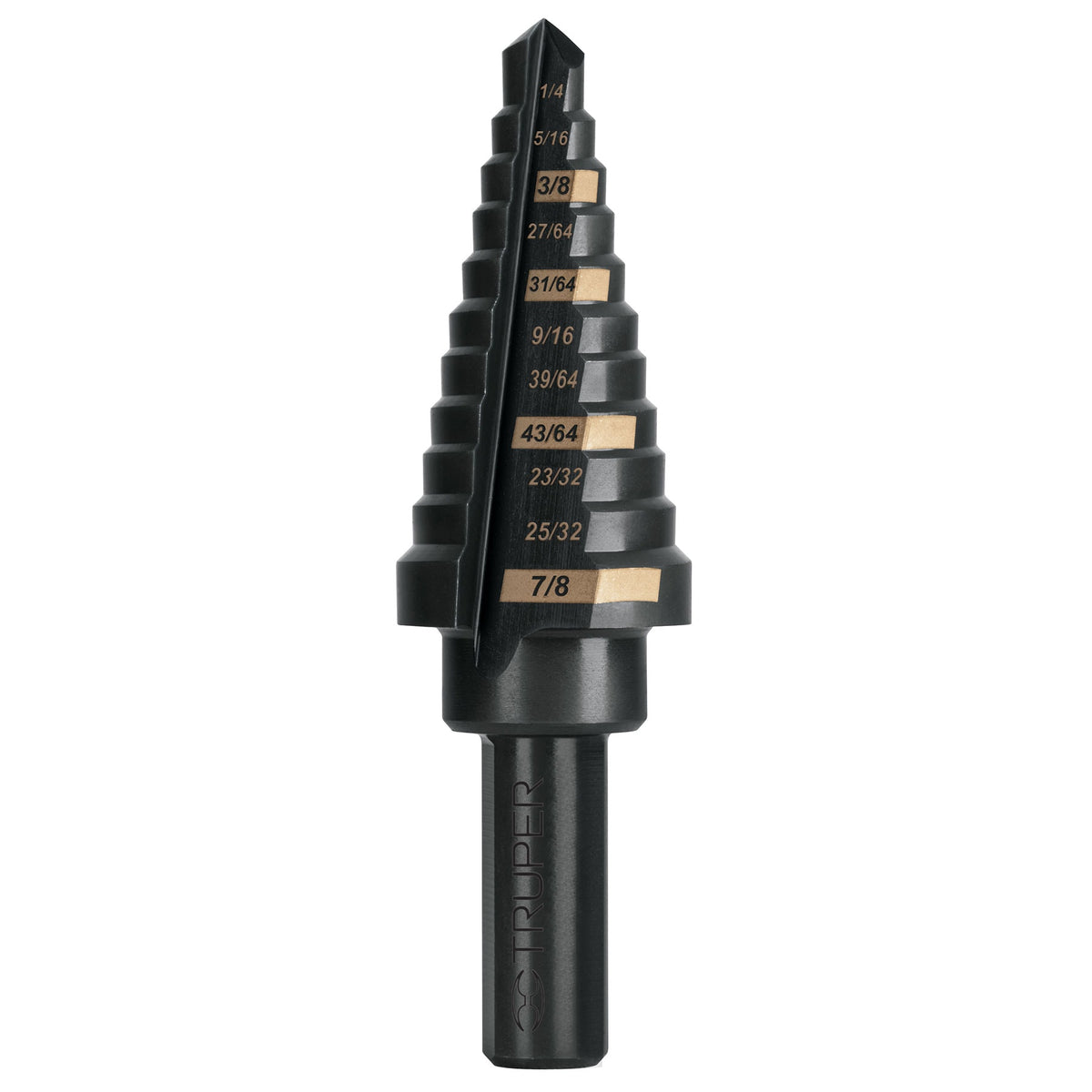 Broca escalonada Truper Black Step de 11 escalones, 1/4 a 7/8 de pulgada