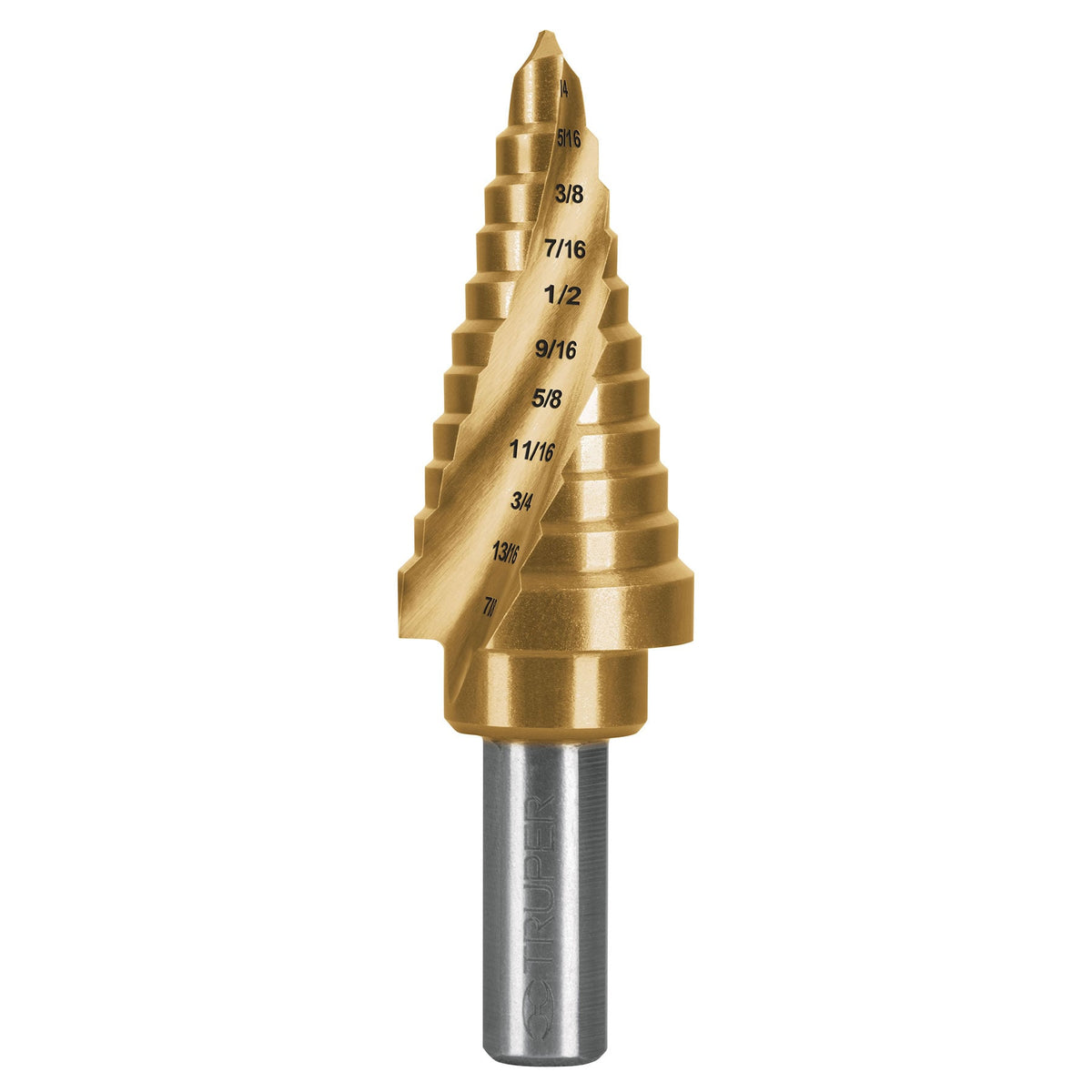 Broca escalonada Truper Gold Step de 11 escalones, 1/4 a 7/8 de pulgada