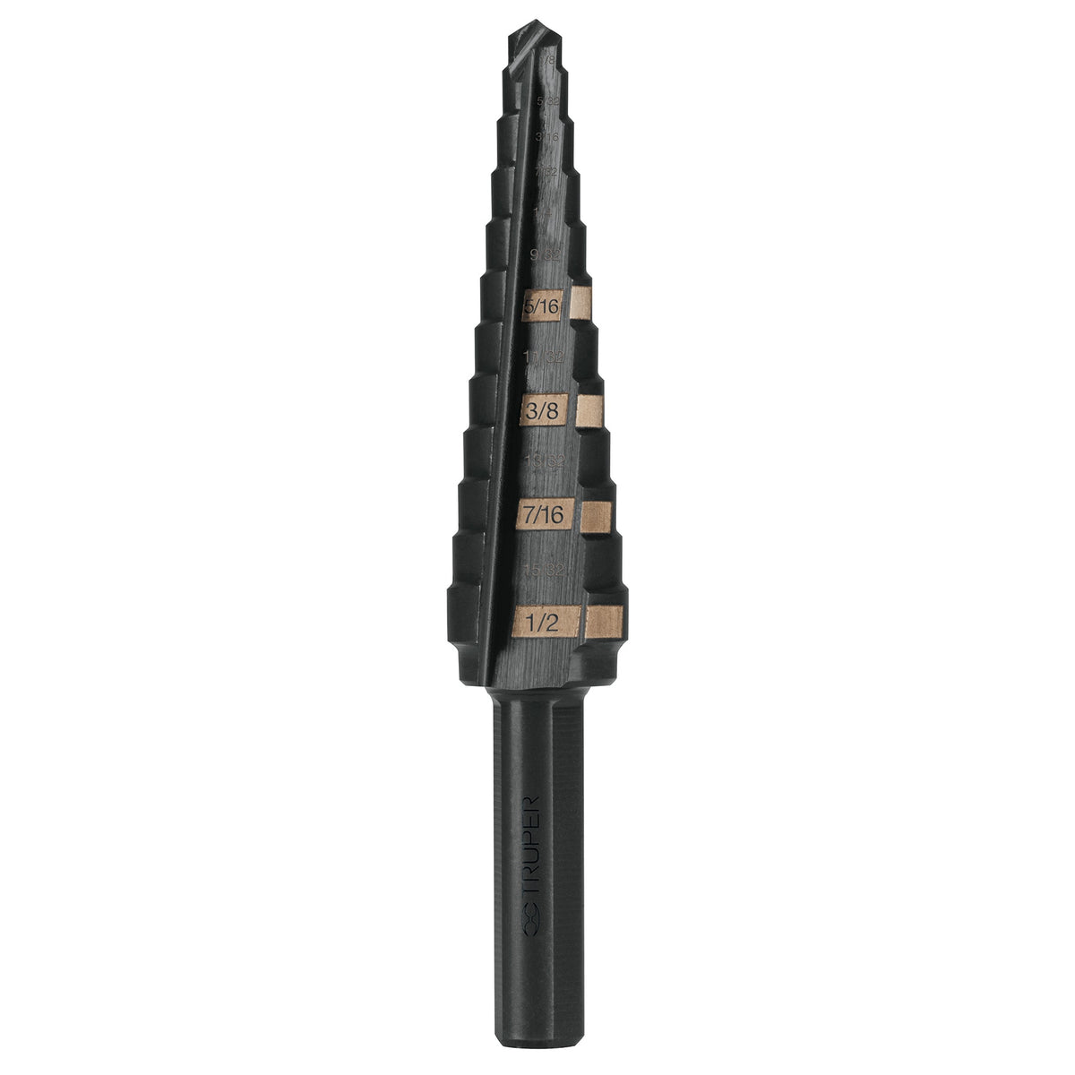 Broca escalonada Truper Black Step de 13 escalones, 1/8 a 1/2 pulgada