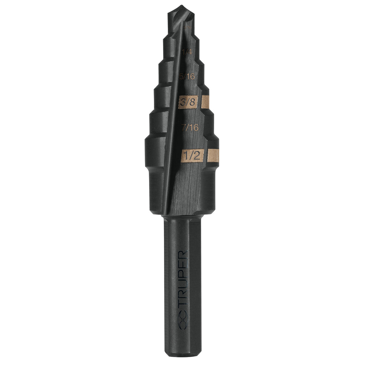 Broca escalonada Truper Black Step de 6 escalones, 3/16 a 1/2 pulgada