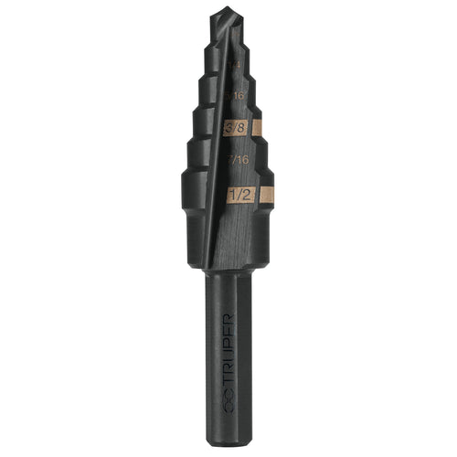 Broca escalonada Truper Black Step de 6 escalones, 3/16 a 1/2 pulgada
