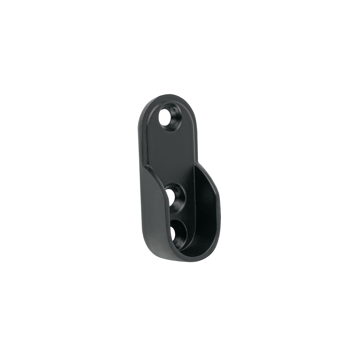 Brida ovalada negro mate para tubo de closet Hermex BTO-5N