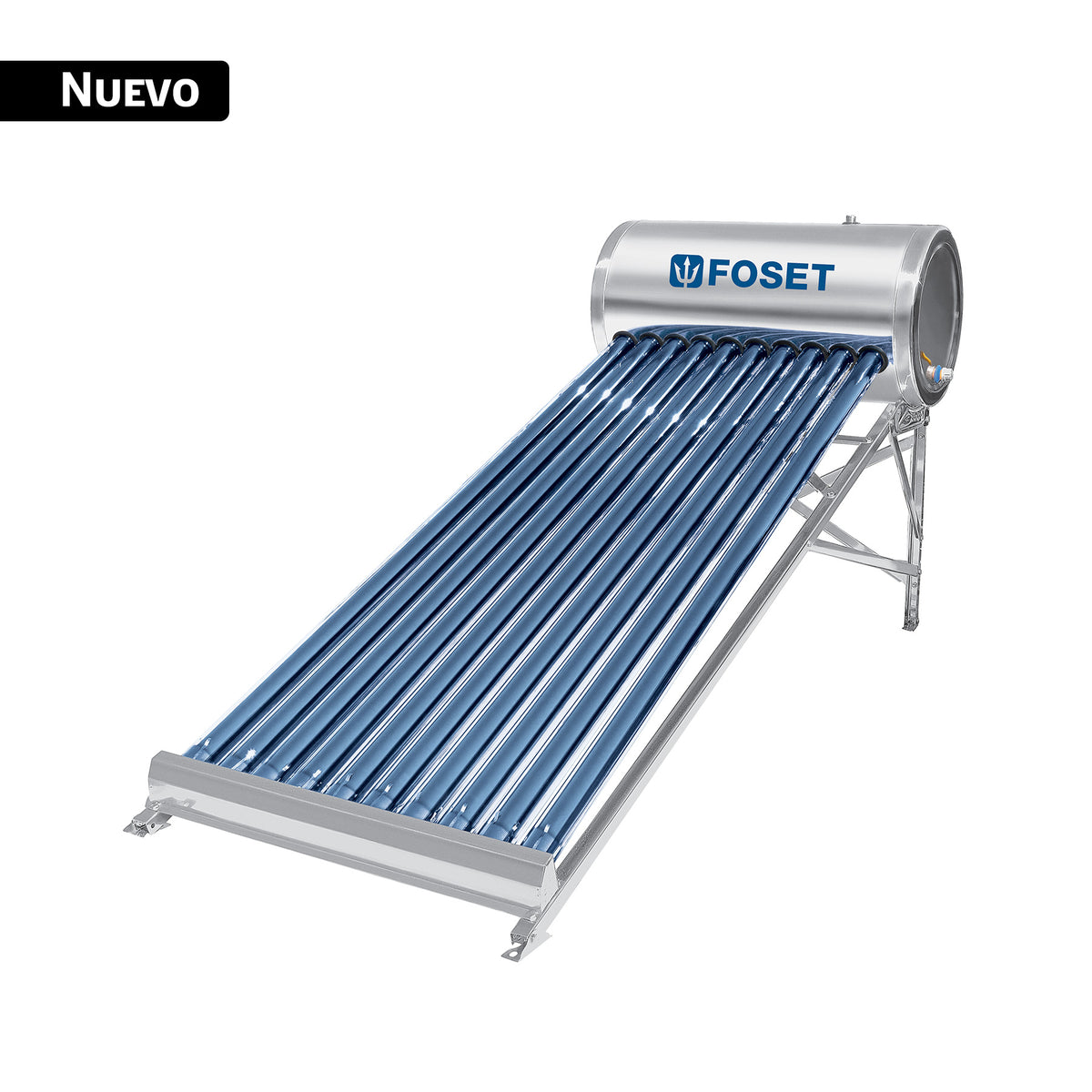 Calentador solar Foset basic de baja presion, 10 tubos al vacio, 114 litros