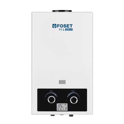 Boiler instantáneo 11 L gas LP Foset CALE-11I, calentador de paso para 2 servicios