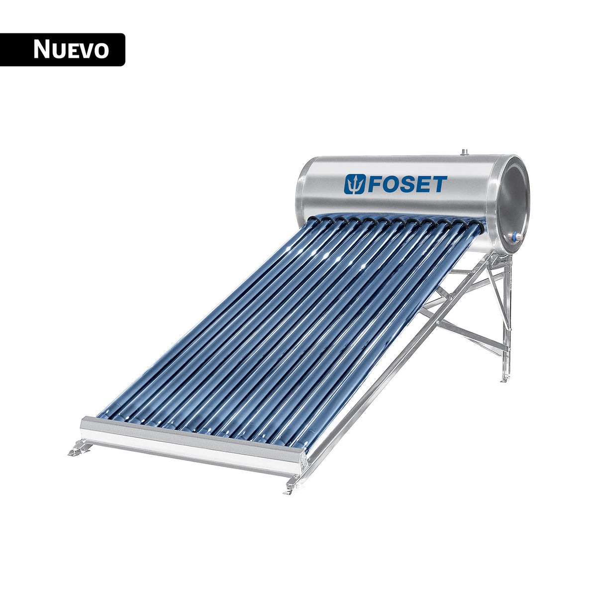 Calentador solar Foset basic de baja presion, 12 tubos al vacio, 135 litros