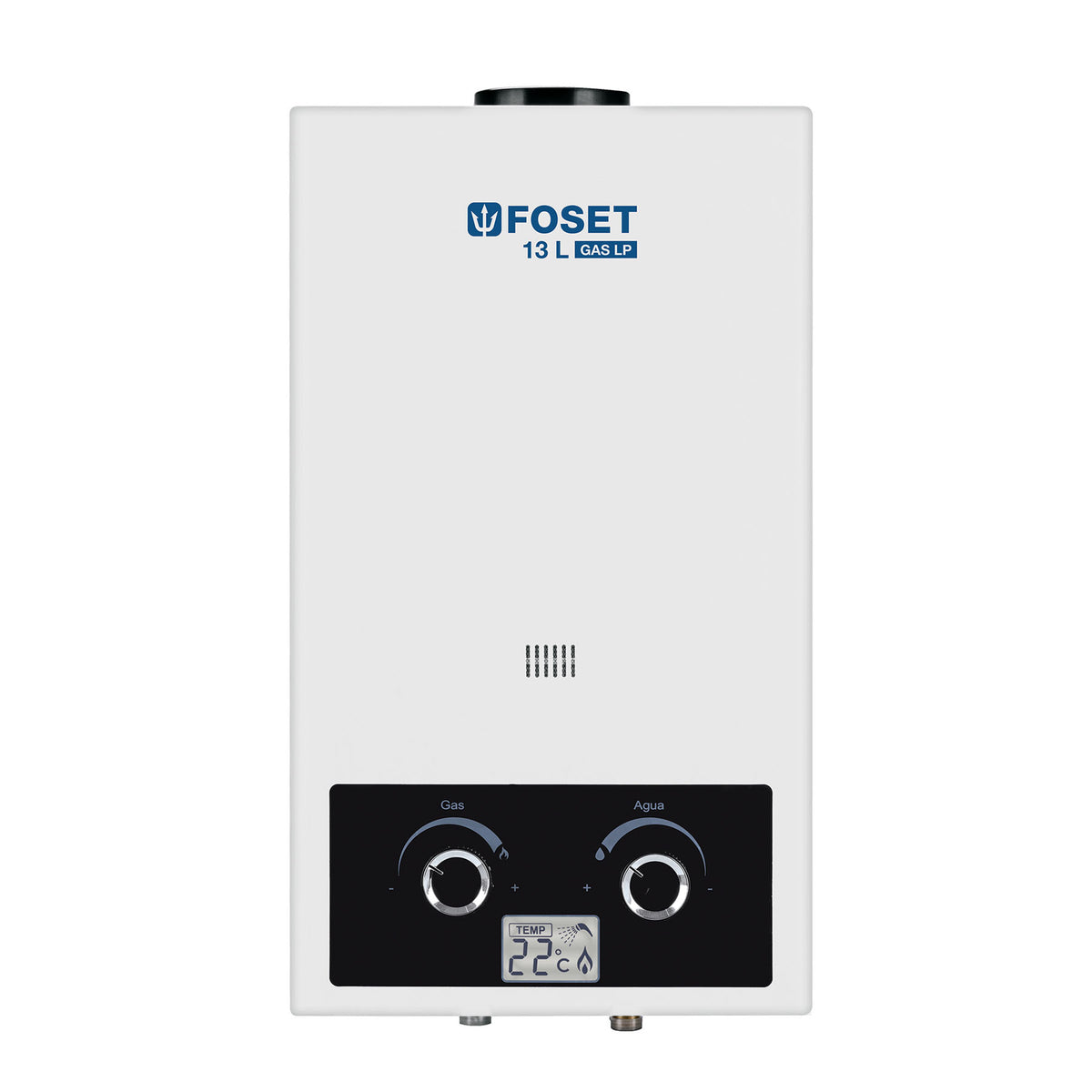 Boiler instantáneo 13 L gas LP Foset CALE-13I, calentador de paso para 2 a 3 servicios