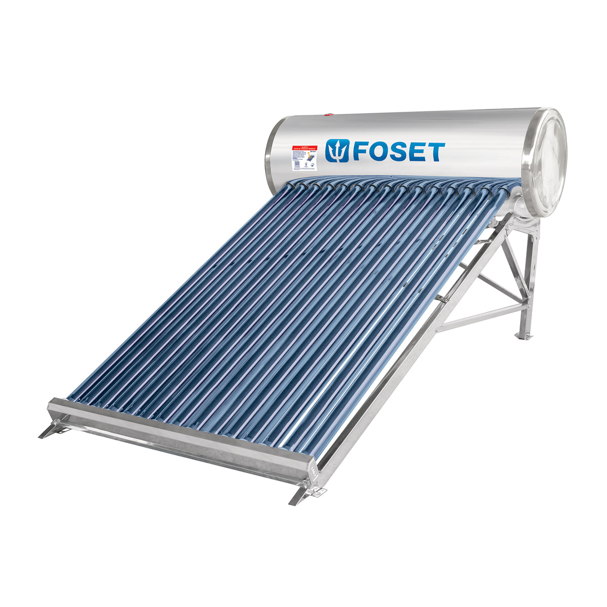 Calentador solar Foset de baja presión con tubos al vacío y termotanque de acero inoxidable