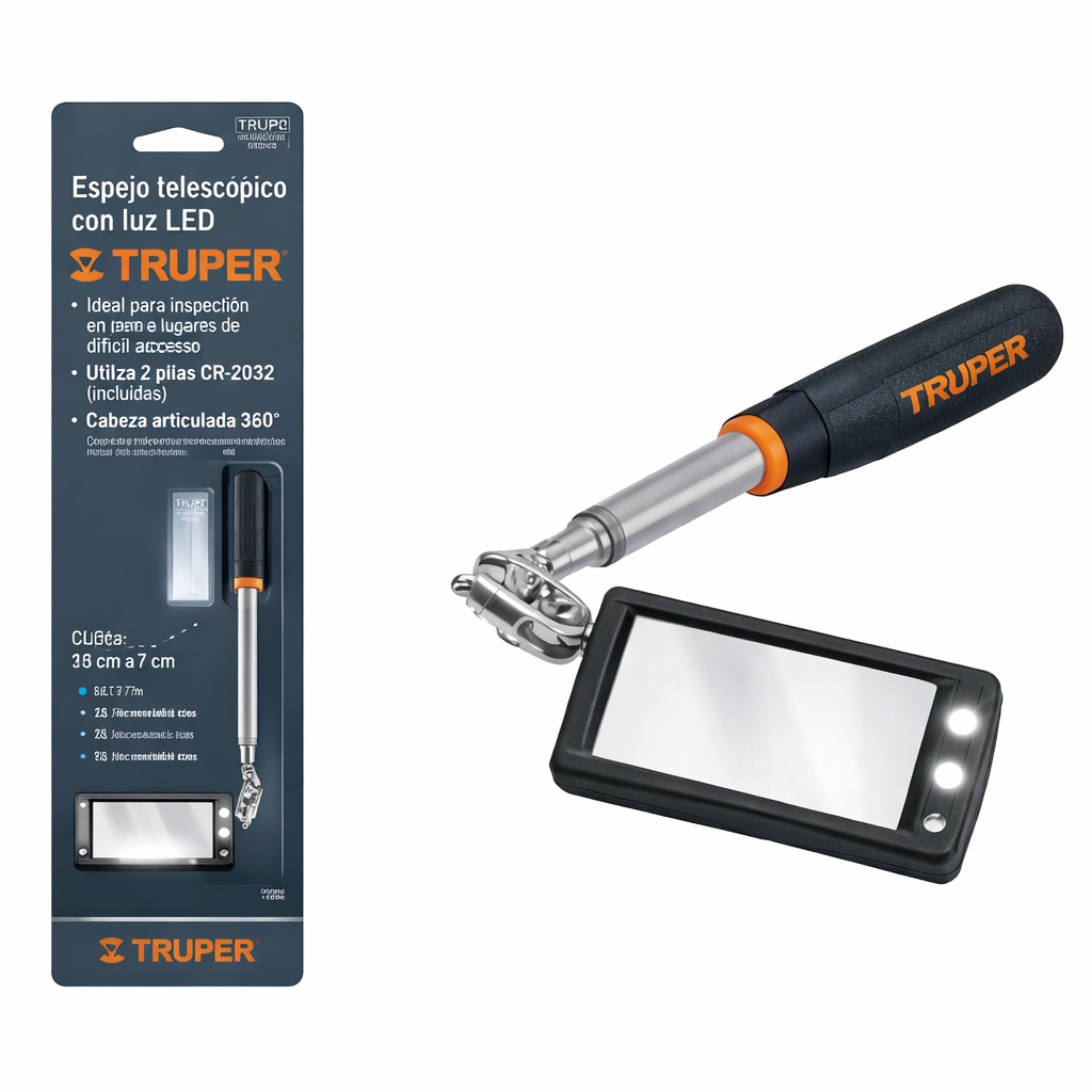 Espejo telescópico con luz LED.