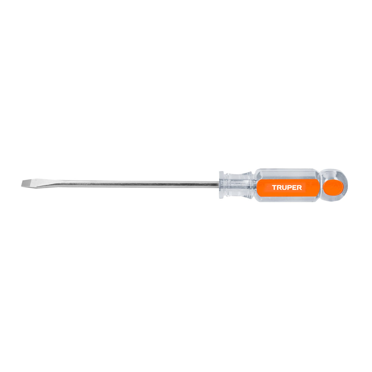 Desarmador plano Truper con mango de acetato, punta 1/4 por 6 pulgadas