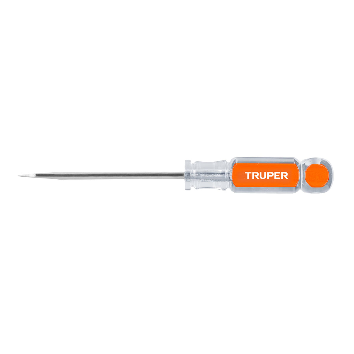 Desarmador plano Truper con mango de acetato, punta 3/16 por 4 pulgadas