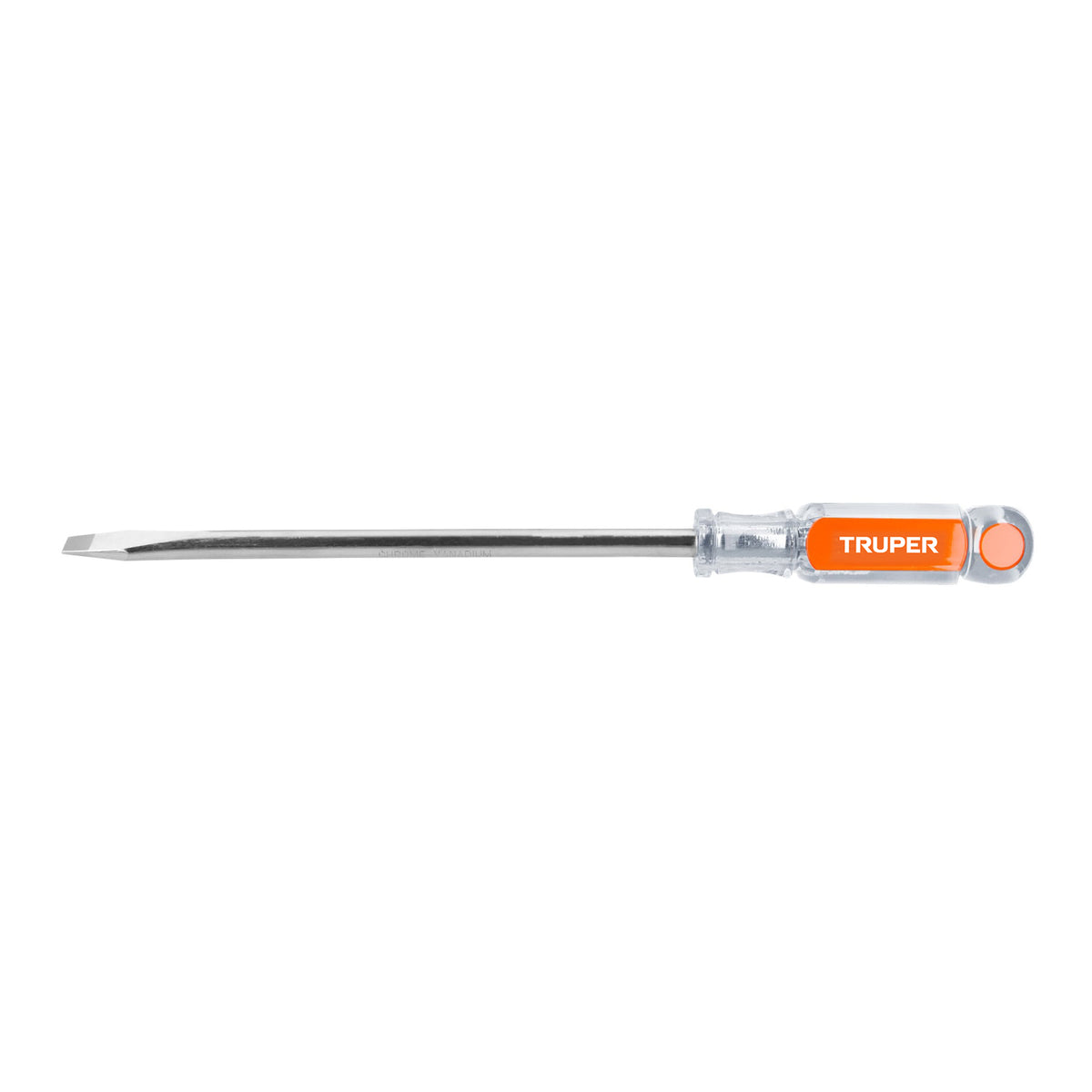 Desarmador plano Truper con mango de acetato, punta 3/8 por 8 pulgadas