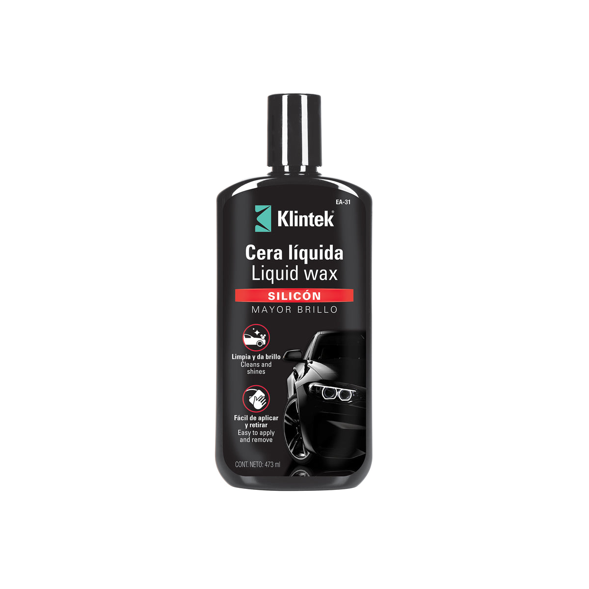 Cera líquida Klintek para auto en silicón, acrílica y PTFE con protección UV