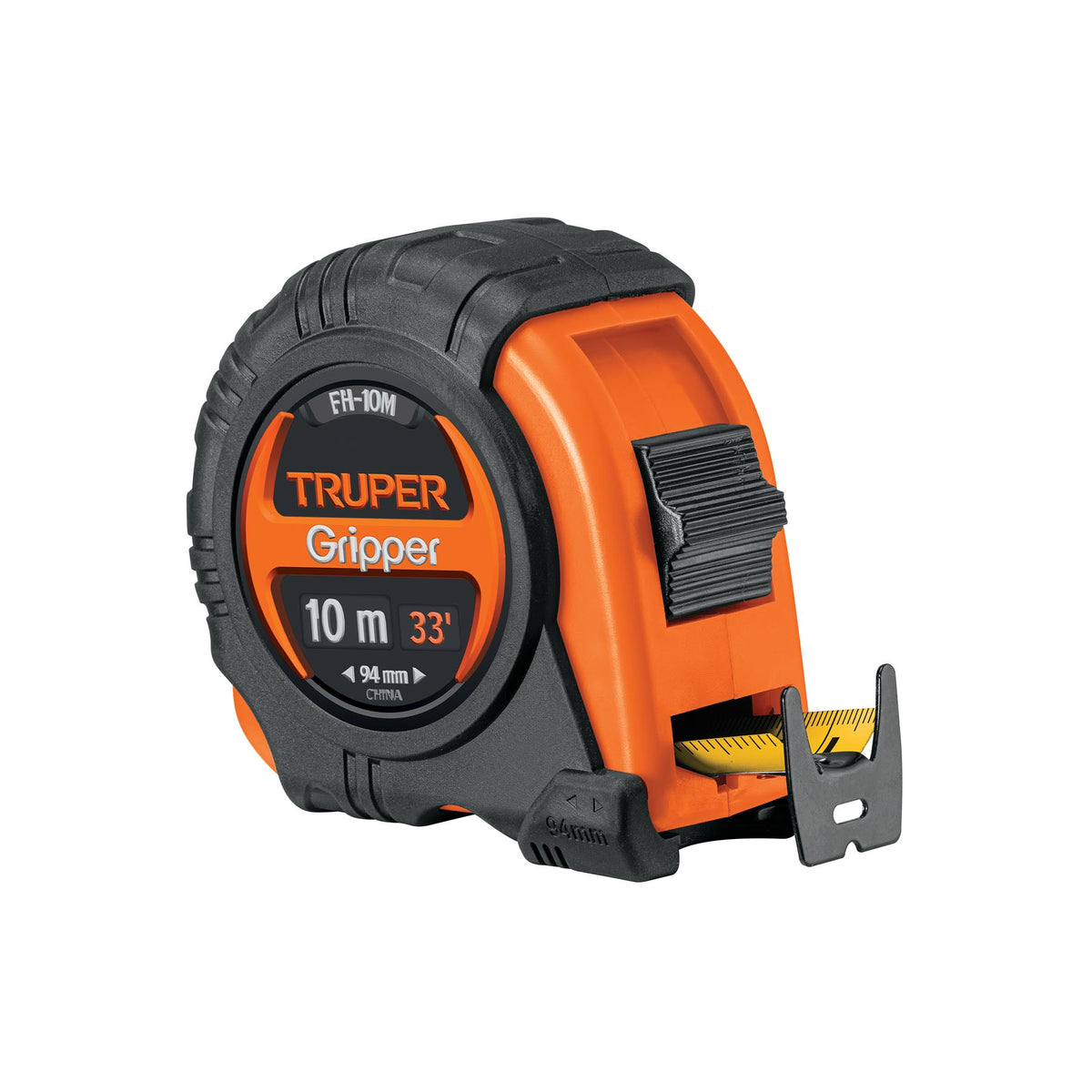 Flexometro Gripper Truper de 10 metros con cinta de 32 mm, carcasa resistente a impactos