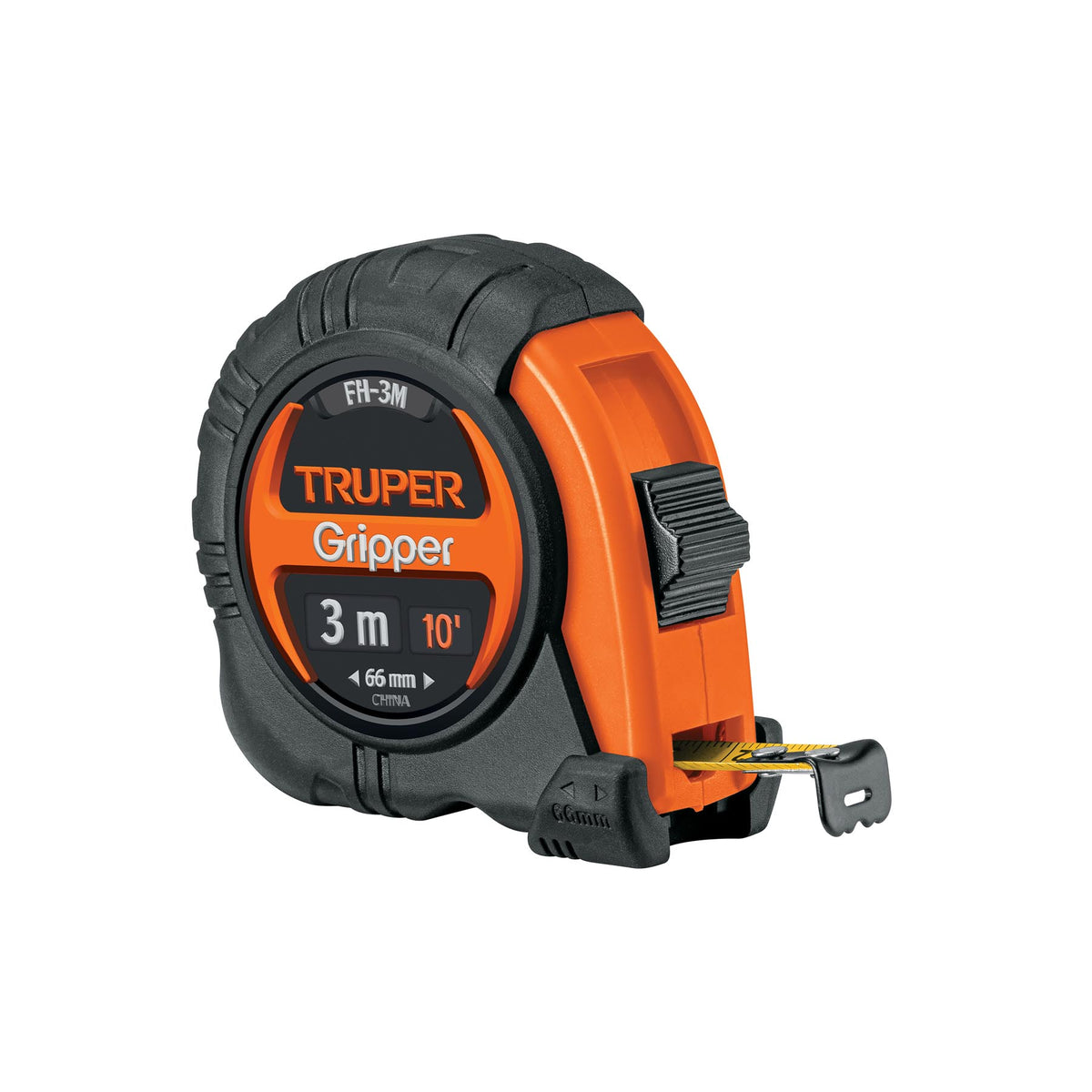 Flexometro Gripper Truper de 3 metros con cinta de 13 mm, carcasa resistente a impactos