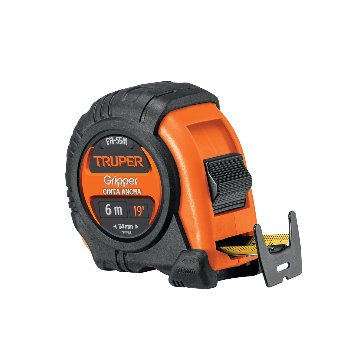 Flexometro Gripper Truper con cinta de 25 mm, carcasa resistente a impactos
