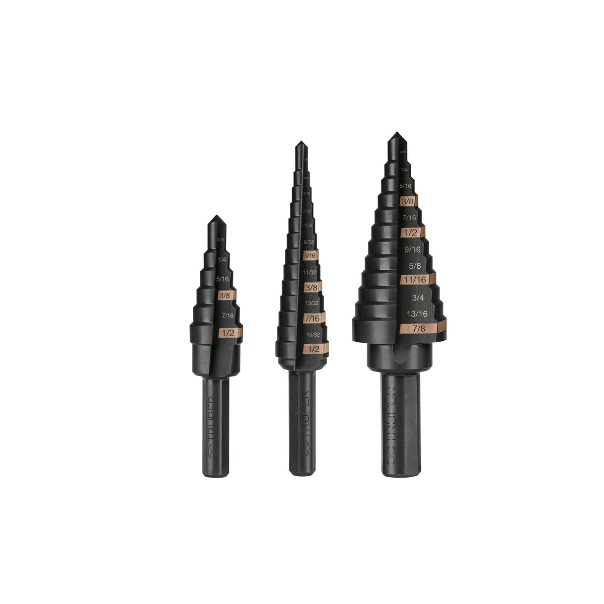 Juego de 3 brocas escalonadas Truper Black Step
