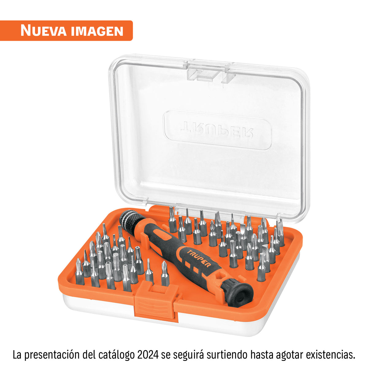 Desarmador de precisión para joyero Truper con puntas intercambiables y cabeza giratoria