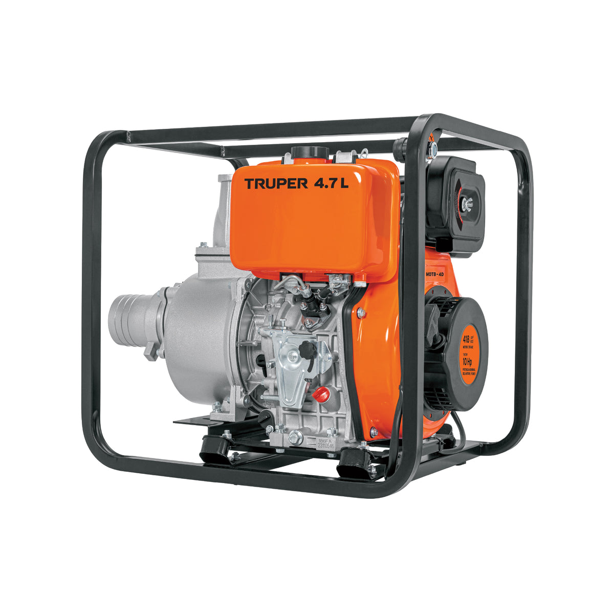 Motobomba de diesel Truper de 4 pulgadas, 10 HP, con arranque electrico