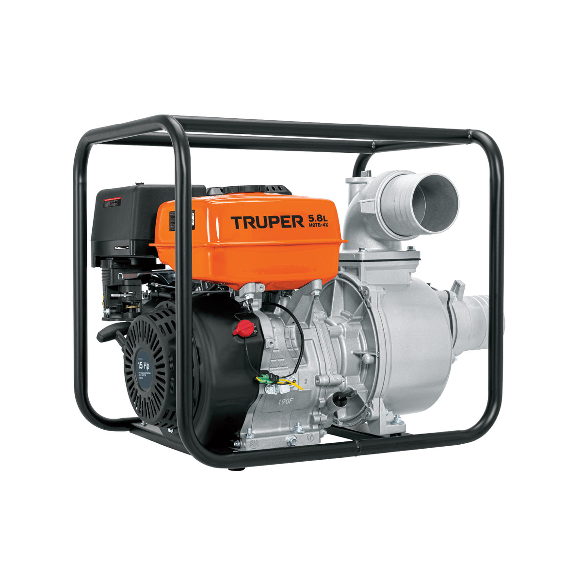 Motobomba de gasolina Truper de 4 pulgadas, 15 HP, 1,600 litros por minuto