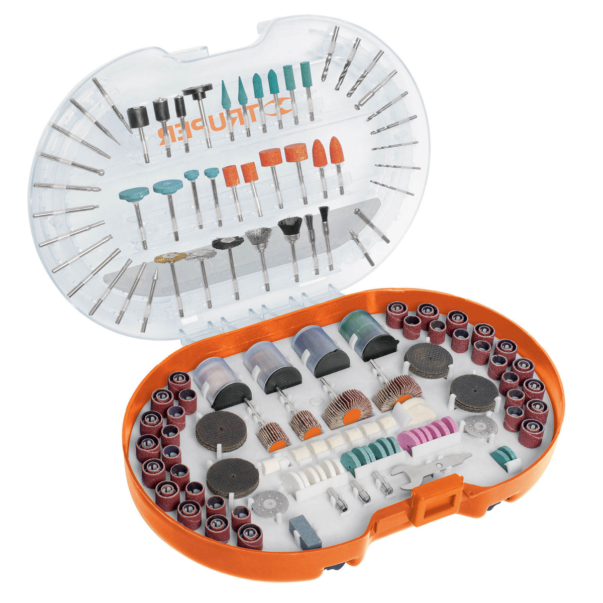 Kit de accesorios para mototool Truper con discos, fresas y puntas en estuche