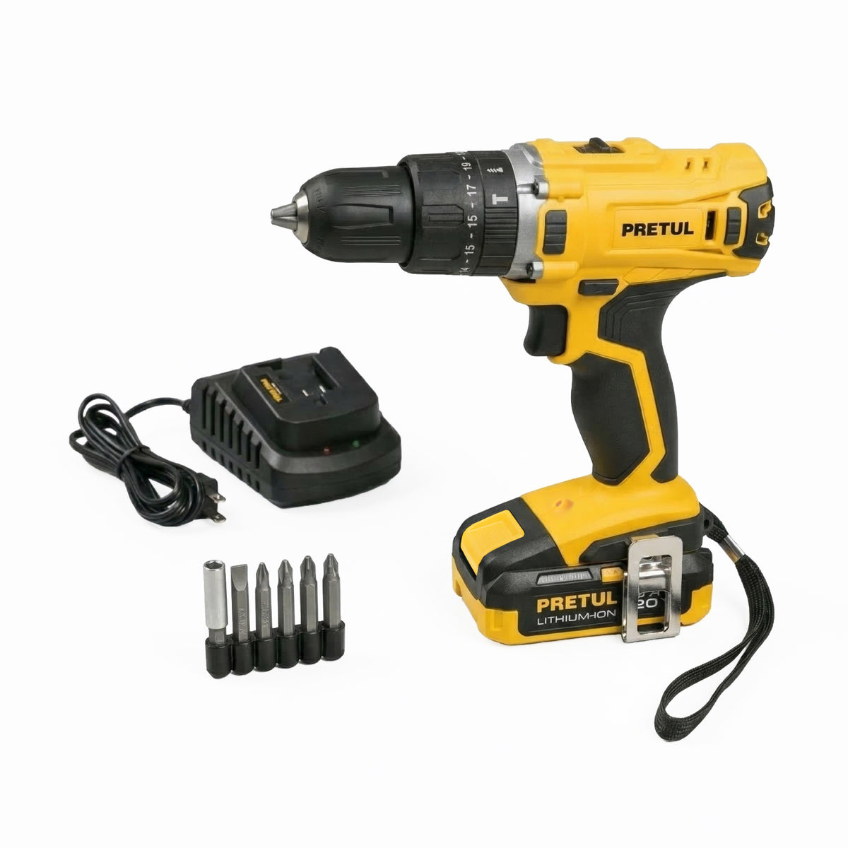 Rotomartillo inalambrico Pretul de 20 V con bateria de 2 Ah, cargador y maletin