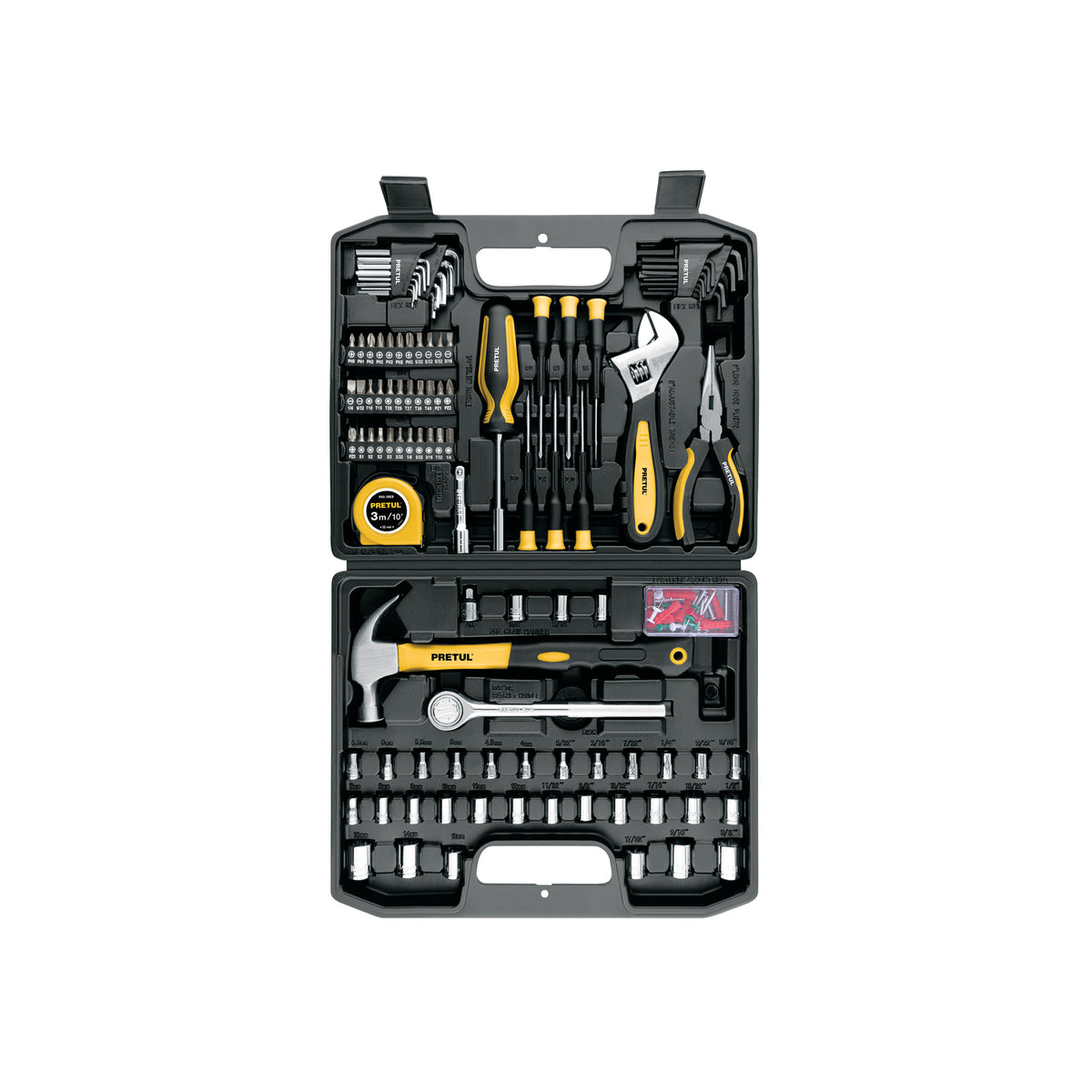 Juego de herramientas 104 piezas Pretul SET-104 con estuche, kit completo para casa y taller