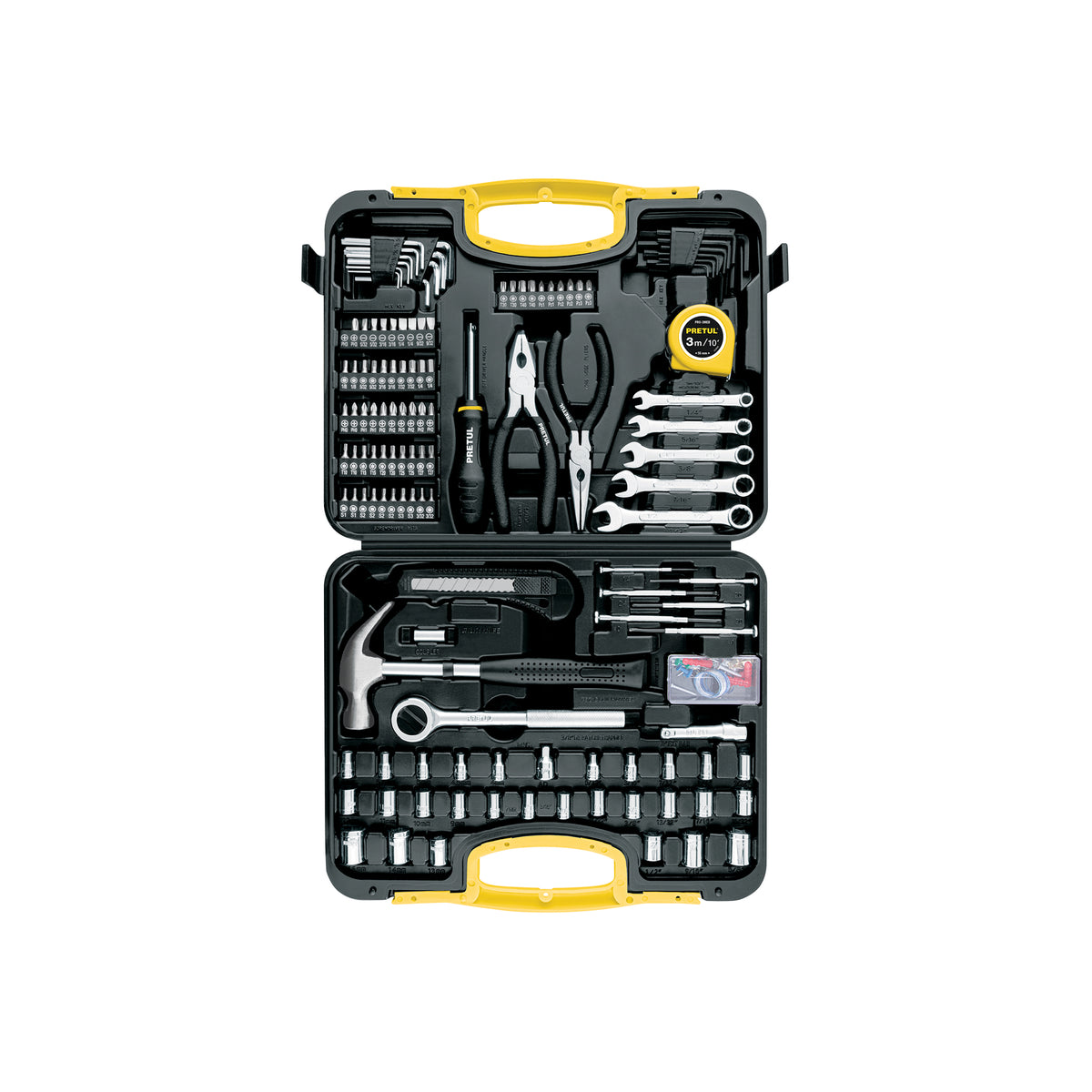 Juego de herramientas 133 piezas Pretul SET-133 con estuche, kit con 28 dados y 60 puntas