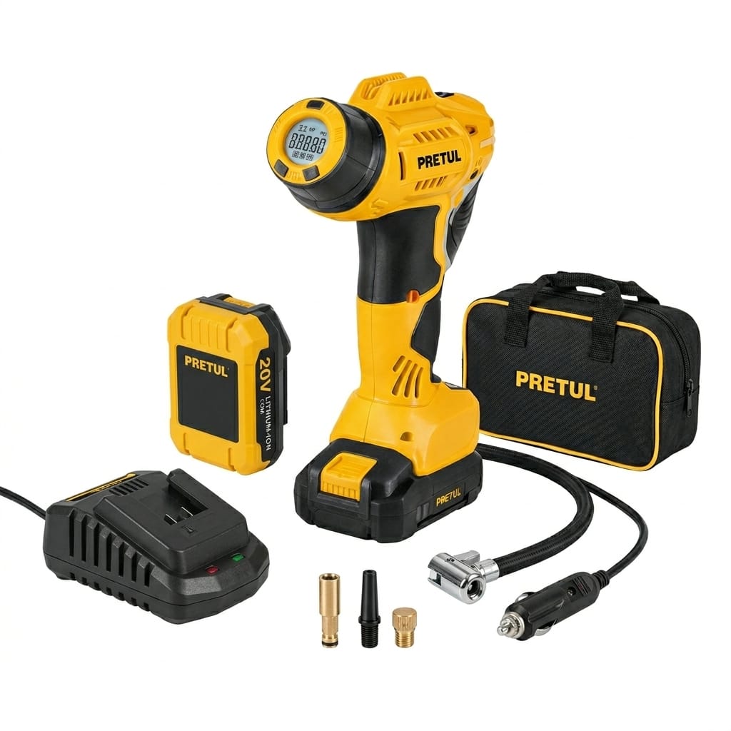 Inflador inalámbrico portátil para auto, 20V.