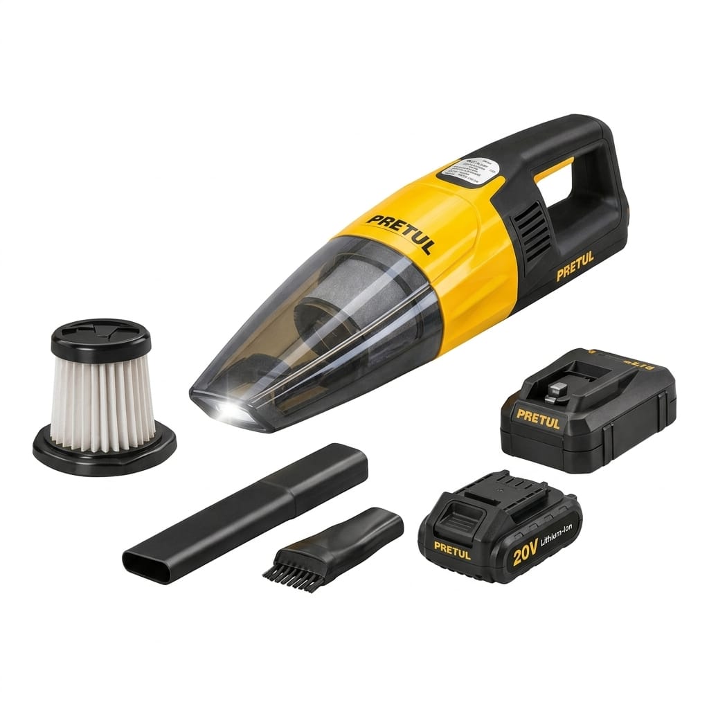 Aspiradora para auto, 20V, 1 batería 2Ah, PRETUL.