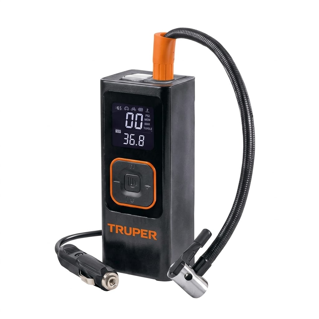 Inflador Inalámbrico Portátil con linterna compacto 5/12V, 150 PSI.